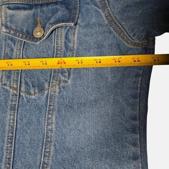 Hudson Trucker Jean Jacket Blue Denim Womens L XL Medium Wash New $215 Classic - Picture 13 of 14